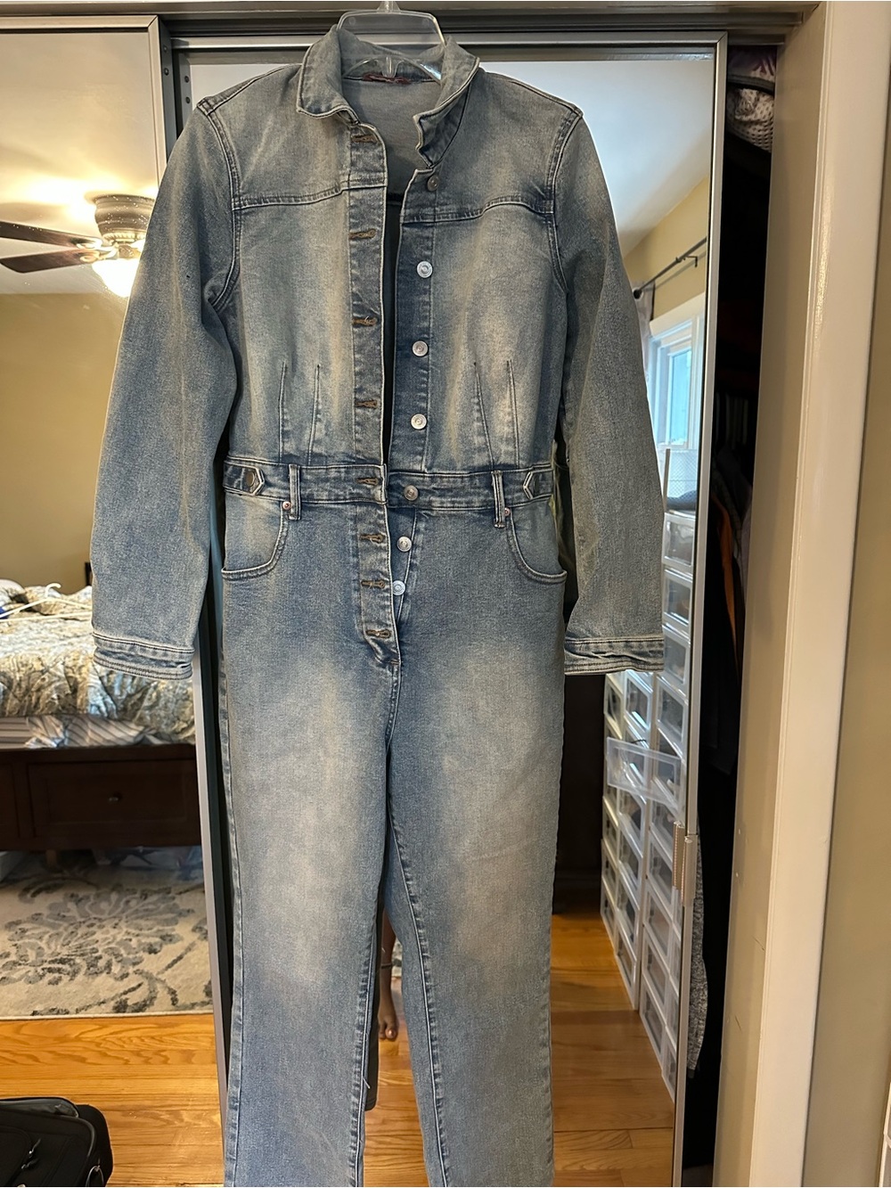 Free People CRVY Scandalous Coverall Women's Light Wash Denim Jumpsuit Jeans